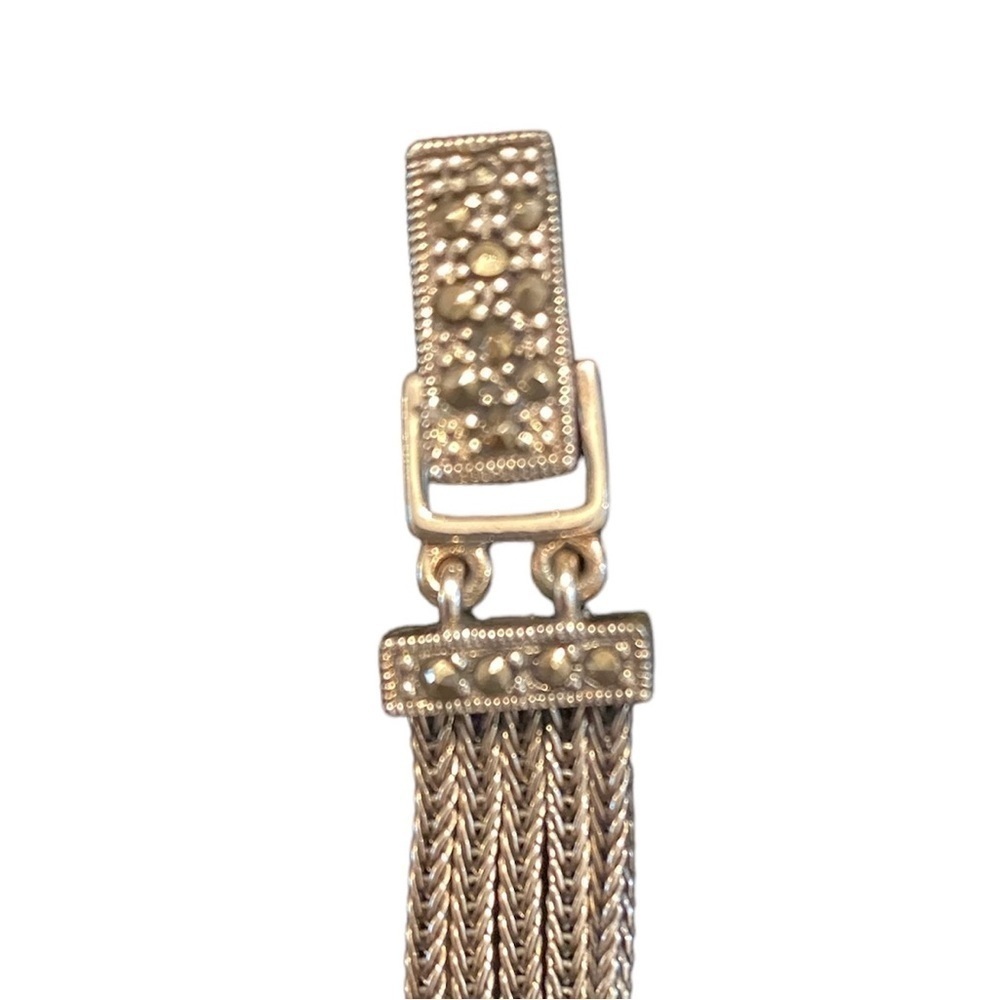 Vintage Multi-Strand Sterling Silver Marcasite Bracelet - 7” Length - Picture 4 of 5